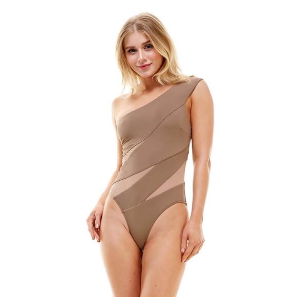 NWT Envya Women’s Small Kaile Mesh One Shoulder Swimsuit - Picture 2 of 4